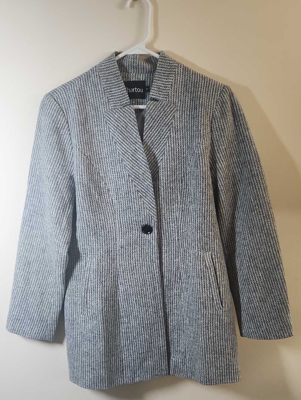 CHARTOU Grey & White Button Blazer/ jacket Sz S